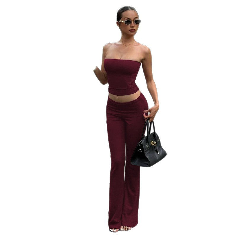 Damen Sportliches Cropped Oberteil mit hoher Taille und weit geschnittenen Hosen Echo Archiv