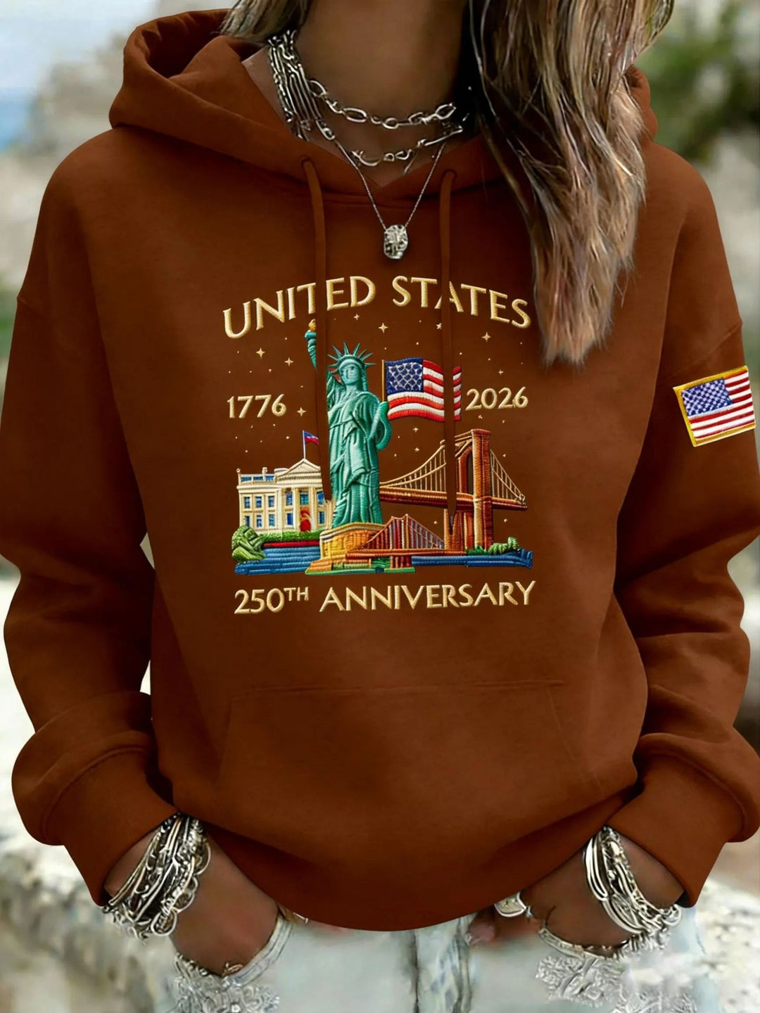 Damen Kreativer Kapuzenpullover mit einzigartigem Statuesque-Motiv Echoarchiv