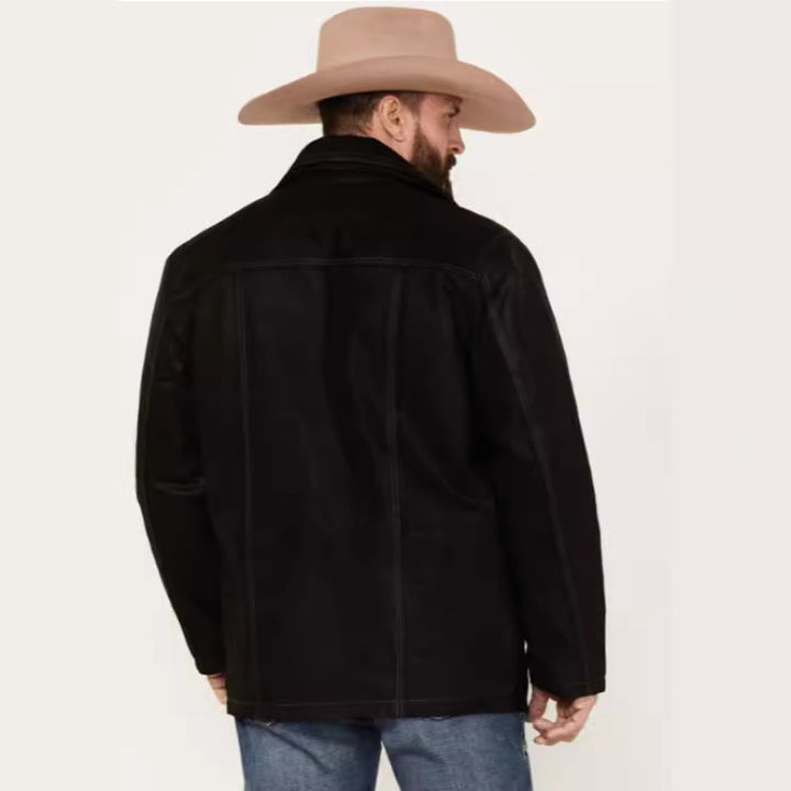 Herren modische Wildlederjacke mit robustem Schnitt und praktischen Taschen Echoarchiv