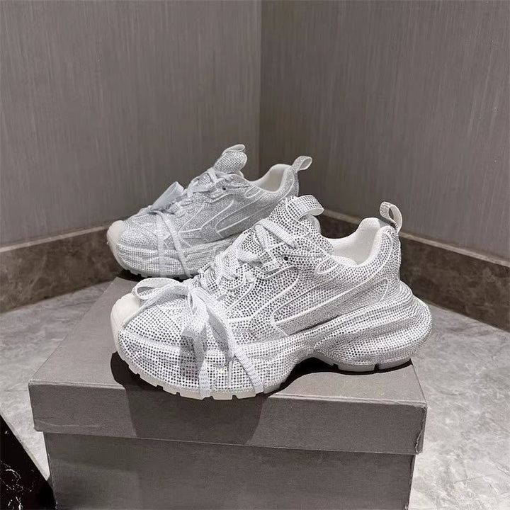 Damen Chunky Plateau-Sneaker mit gewellter Profilsohle und glitzernder Mesh-Optik Echo Archiv