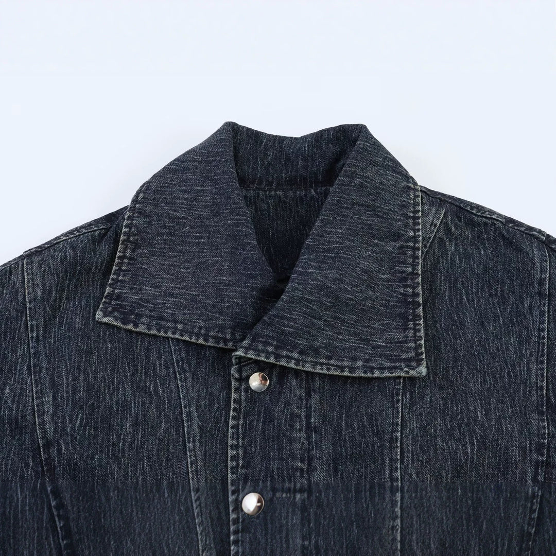 Damen Oversized-Jeansjacke mit großem Schalkragen und Used-Effekt Echo Archiv