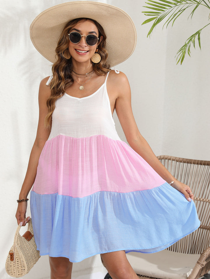 Damen luftiges Sommerkleid mit tiefem V-Ausschnitt und fröhlichem Farbverlauf Echo Archiv