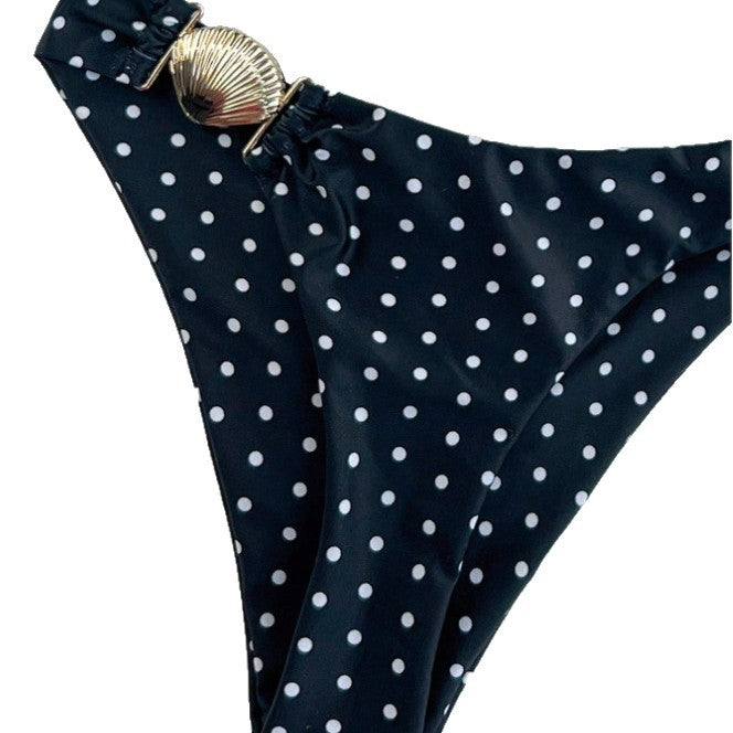 Damen Bikini mit modischen Punktmuster und goldenem Detail Echo Archiv