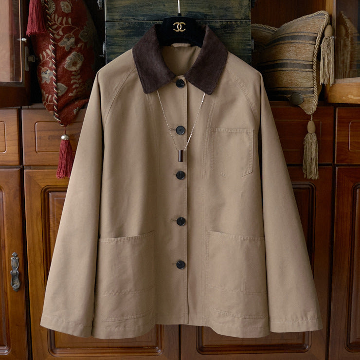 Damen Modische Übergangsjacke mit weichem Kragen Echoarchiv