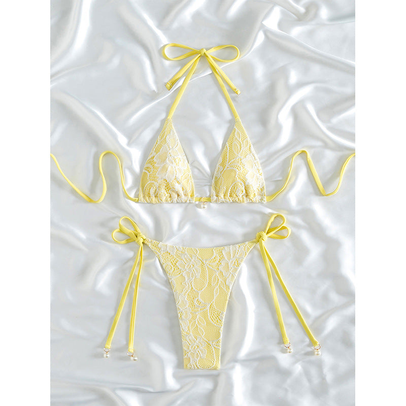 Damen Triangel-Bikini mit floralen Spitzenakzenten Echo Archiv