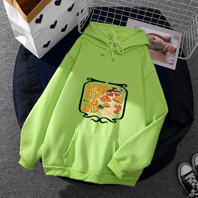 Damen leichter Oversize Kapuzenpullover mit Herz‑EKG‑Motiv, langen Kordeln und elastischem Bund – Auréline
