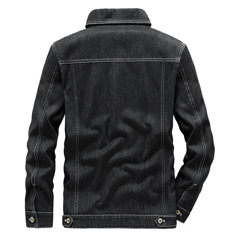 Herren Jeansjacke im Worker‑Stil mit Netzfutter und markanten Kontrastnähten – Denvaro