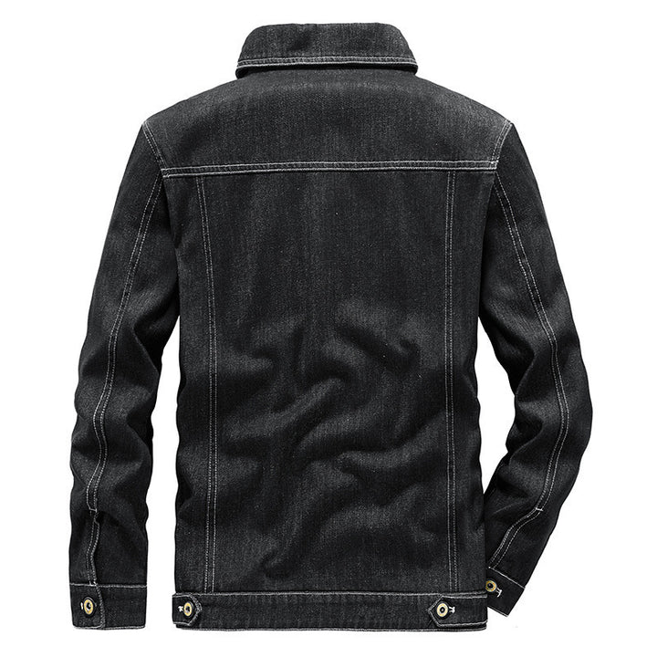Herren Jeansjacke im Worker‑Stil mit Netzfutter und markanten Kontrastnähten – Denvaro