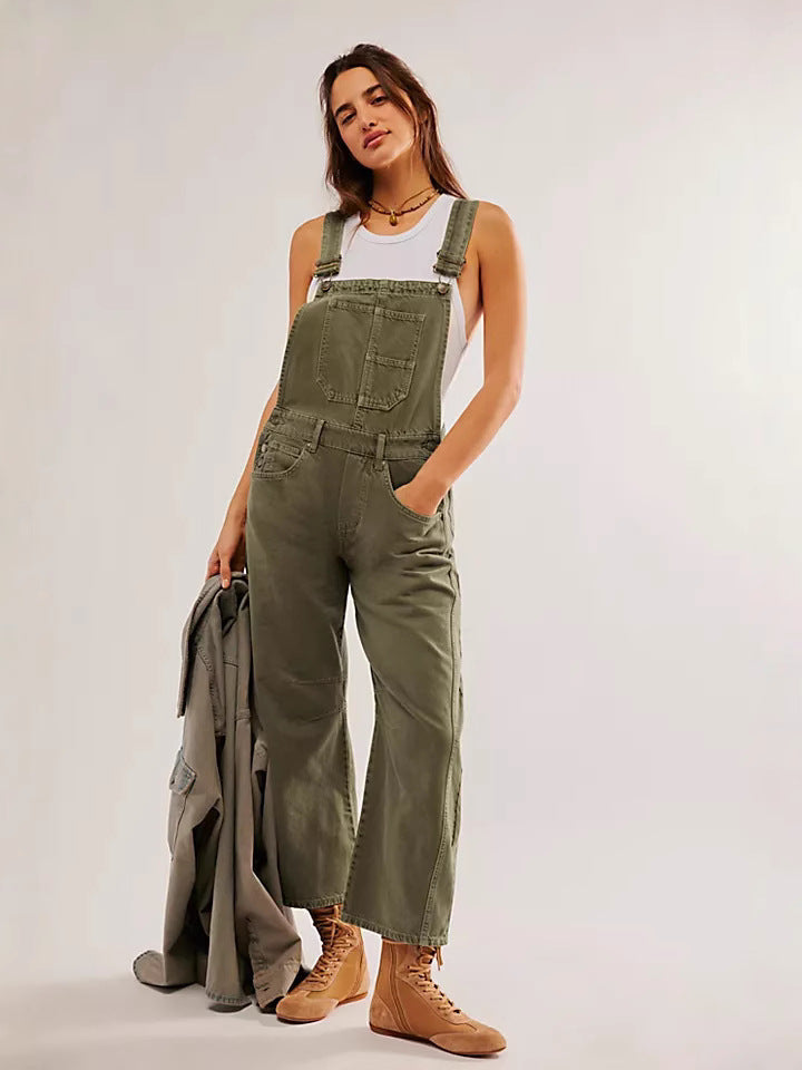 Damen Latzhose Im Lässigen Oversized-Stil mit Praktischen Taschen und Modischen Akzenten Echoarchiv