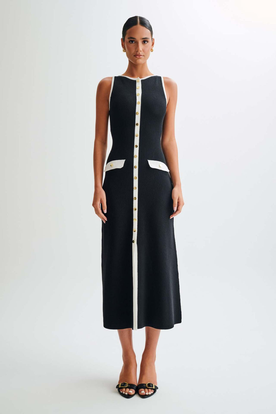Damen Strick-Maxikleid mit durchgehendem Knopfverschluss Echo Archiv