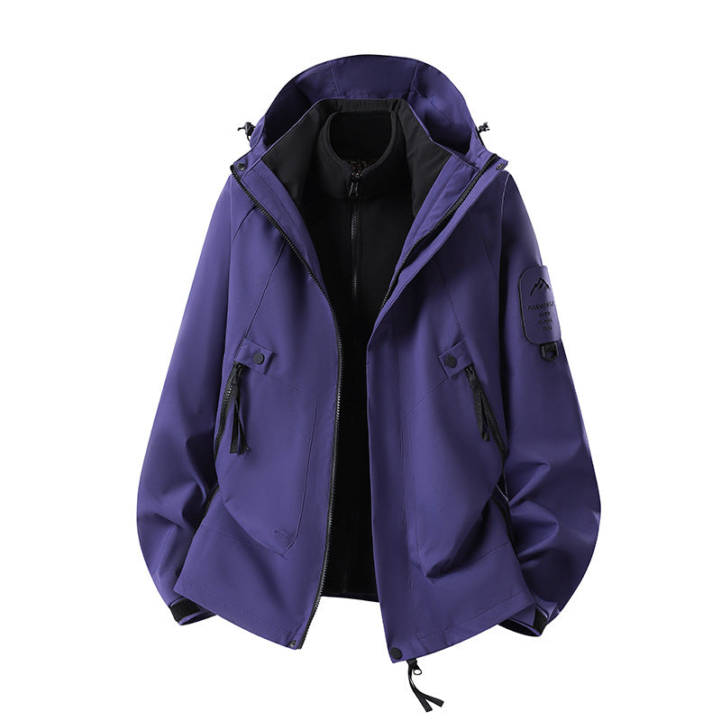 Herren Zwei-in-eins Wetterschutzjacke mit abnehmbarer Steppweste und verstellbarer Kapuze Echoarchiv