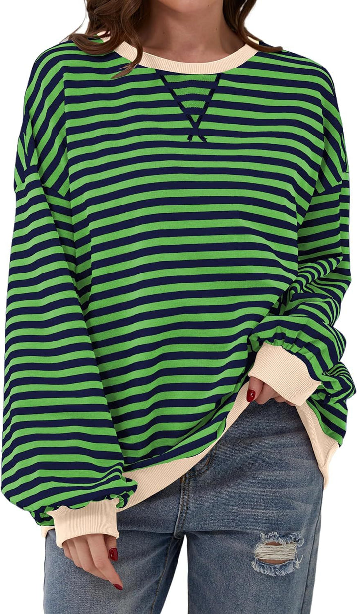 Damen Lässiger Sweatshirt mit bunten Streifen und weitem Schnitt – Avérine