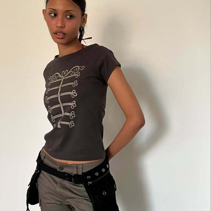 Damen Elegantes T-Shirt mit skulpturalem Design Echo Archiv