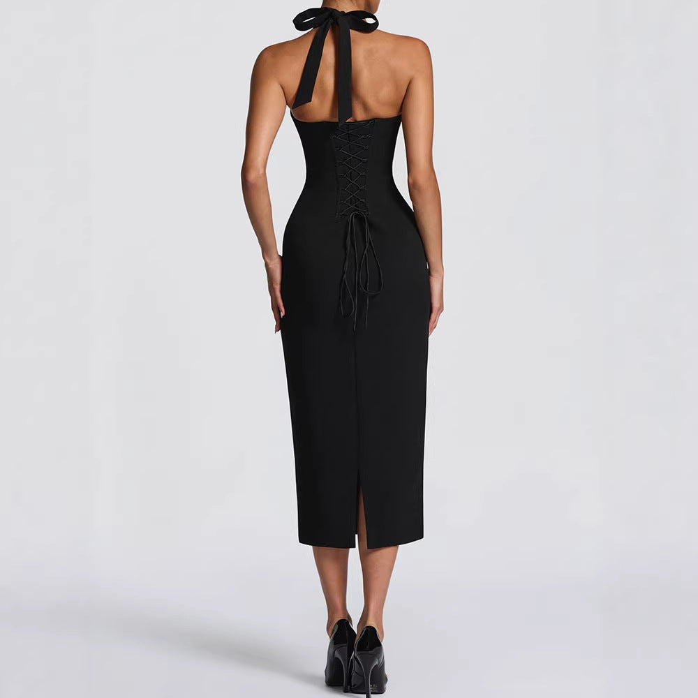 Damen Elegantes Bodycon-Kleid mit Halterdesign Echo Archiv