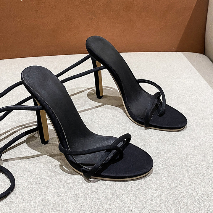 Damen nan Riemchen-Sandalette mit gewundenen Schnürriemen, schlankem Stilettoabsatz und gepolstertem Komfortfußbett Echo Archiv