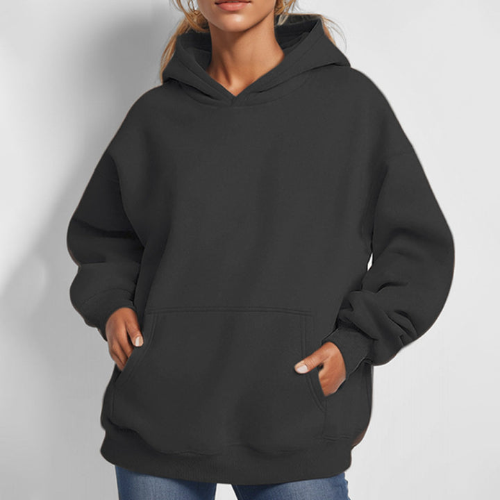 Damen nan extraweites Boxy-Kapuzenpullover mit tiefer Schulterpassform, Känguru-Eingrifftasche und angerauter Innenseite Echo Archiv