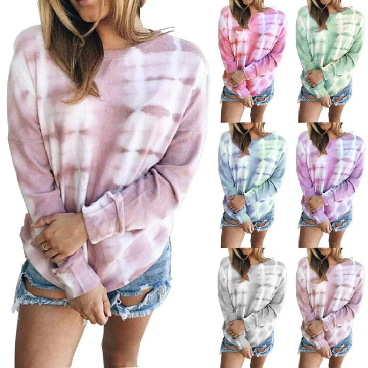 Damen Lockeres Batik-Sweatshirt mit Rundhalsausschnitt, Oversize-Schnitt und Baumwollmischung – Avérine