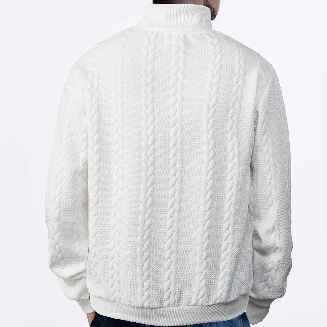 Herren sportlicher Fleece-Pullover mit hohem Kragen und stylischem Zopfdesign Echoarchiv