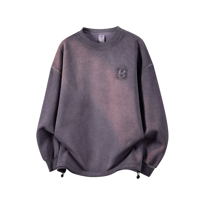 Damen Oversize-Sweatshirt mit gesticktem Schriftzug, abgerundetem Saum & überschnittener Schulter Echoarchiv