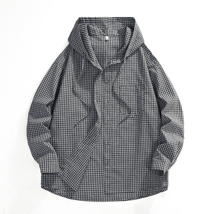 Herren Karierter Overshirt-Hoodie aus Baumwollmix mit Kapuze & Relaxed-Fit Echo Archiv