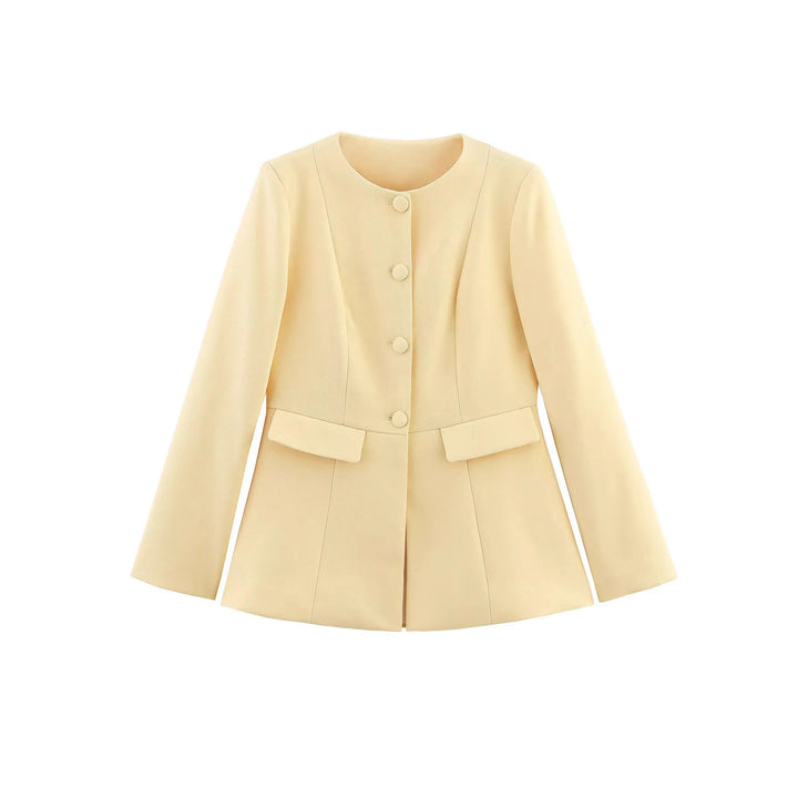 Damen nan taillierter Blazer mit Rundhalsausschnitt, verdeckter Knopfleiste, Pattentaschen und taillierter Kellerfalte Echo Archiv