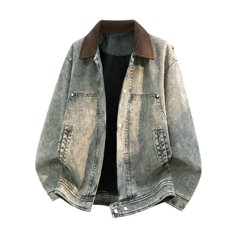 Herren Lässige Denimjacke mit Cordkragen Echo Archiv