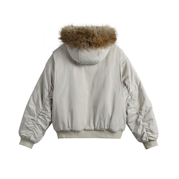 Damen Kurze isolierte Field-Bomberjacke mit Kapuze und abnehmbarem Kunstfellbesatz Echo Archiv