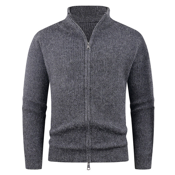 Herren Strickpullover mit hohem Kragen und dekorativem Reißverschluss Echoarchiv