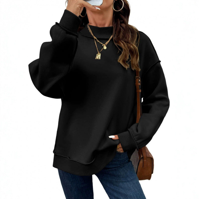 Damen Oversize-Sweatshirt mit Stehkragen, Raglanärmeln und Rippbündchen Echoarchiv