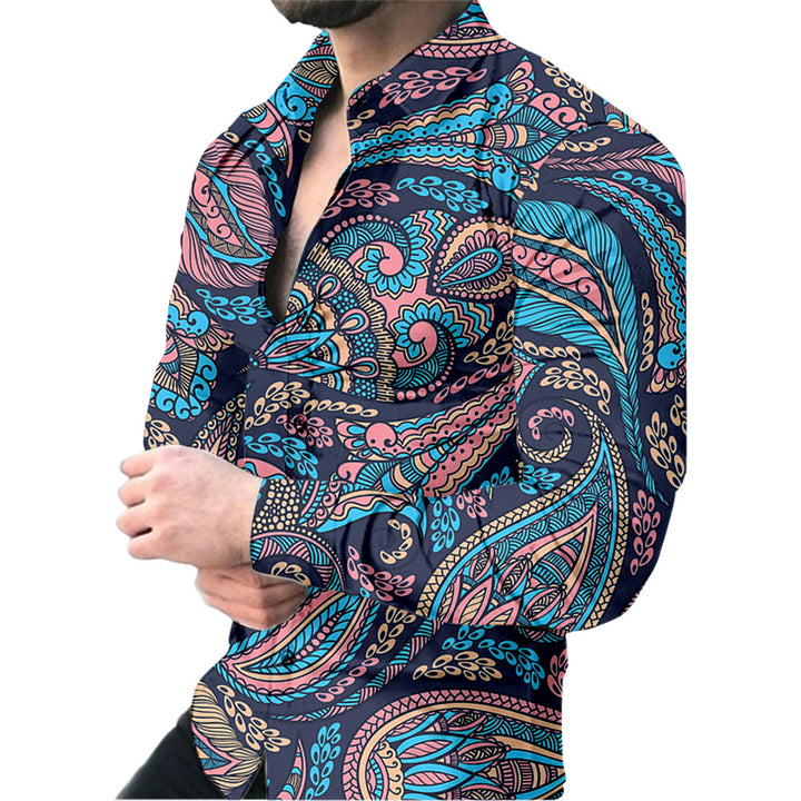 Herren Langarmhemd mit modernem 3D-Dreiecksdesign Echoarchiv