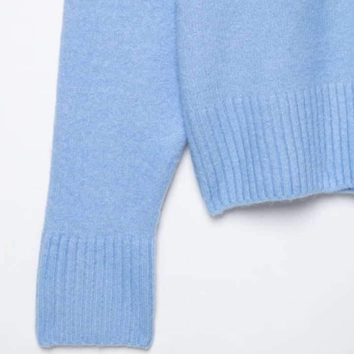 Damen Oversize V-Ausschnitt Pullover mit überschnittenen Schultern und breitem Rippbund Echoarchiv