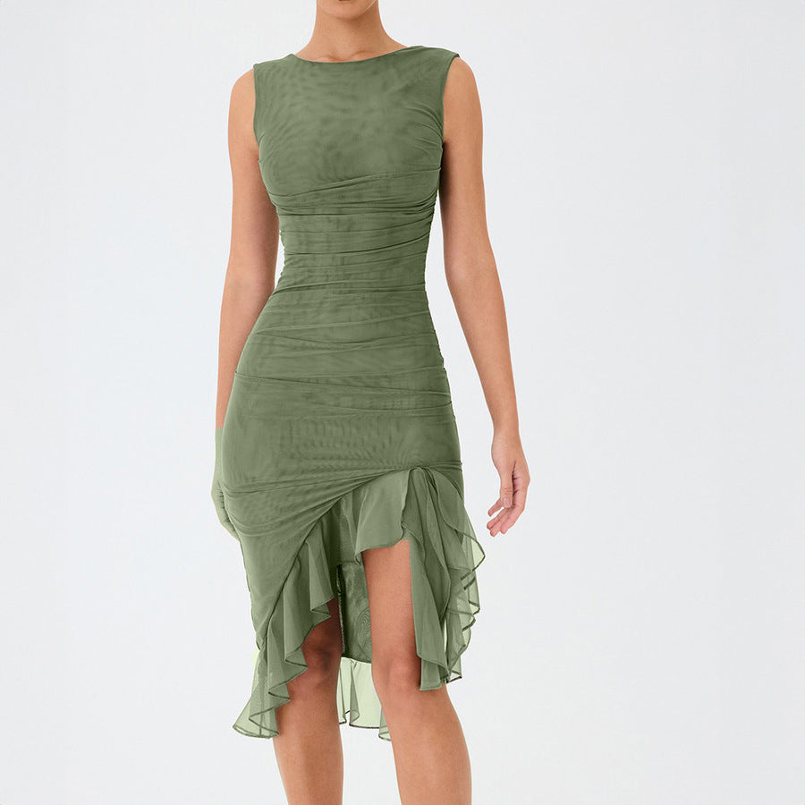 Damen Elegantes Kleid mit Rüschendetails und figurbetontem Schnitt Echo Archiv