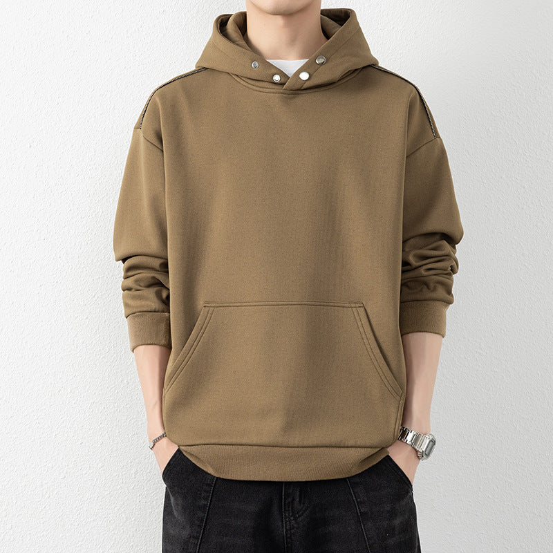 Herren Oversize-Kapuzenpullover mit Kängurutasche & Druckknopf-Hals Echo Archiv