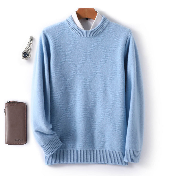 Herren Feiner Rundhals‑Pullover mit dezenter Rautenstruktur aus Kaschmir‑Mix Echoarchiv