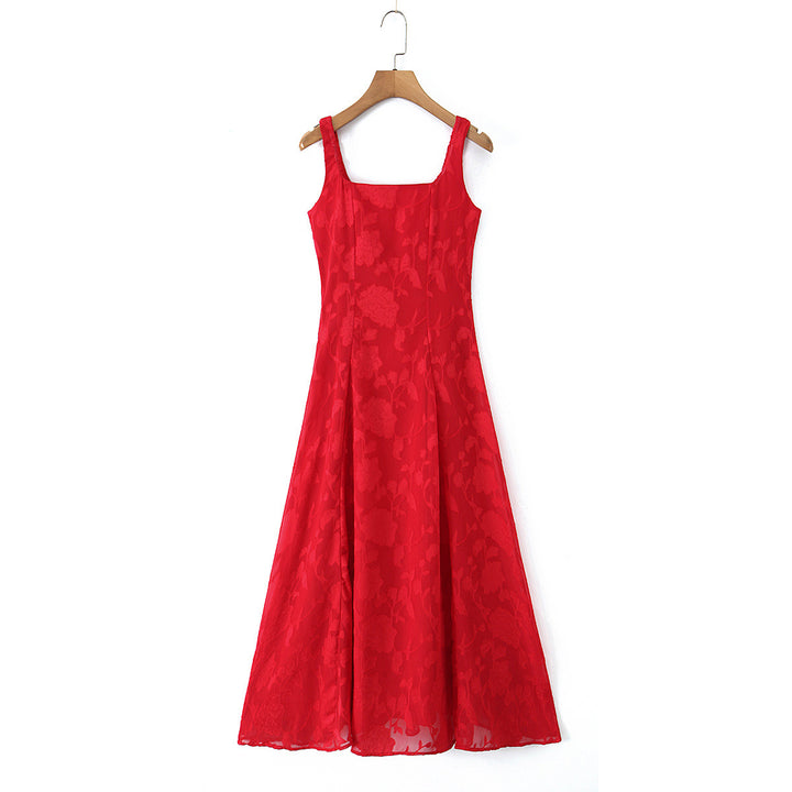 Damen Maxikleid mit floralem Reliefmuster und eleganten Trägern Echo Archiv