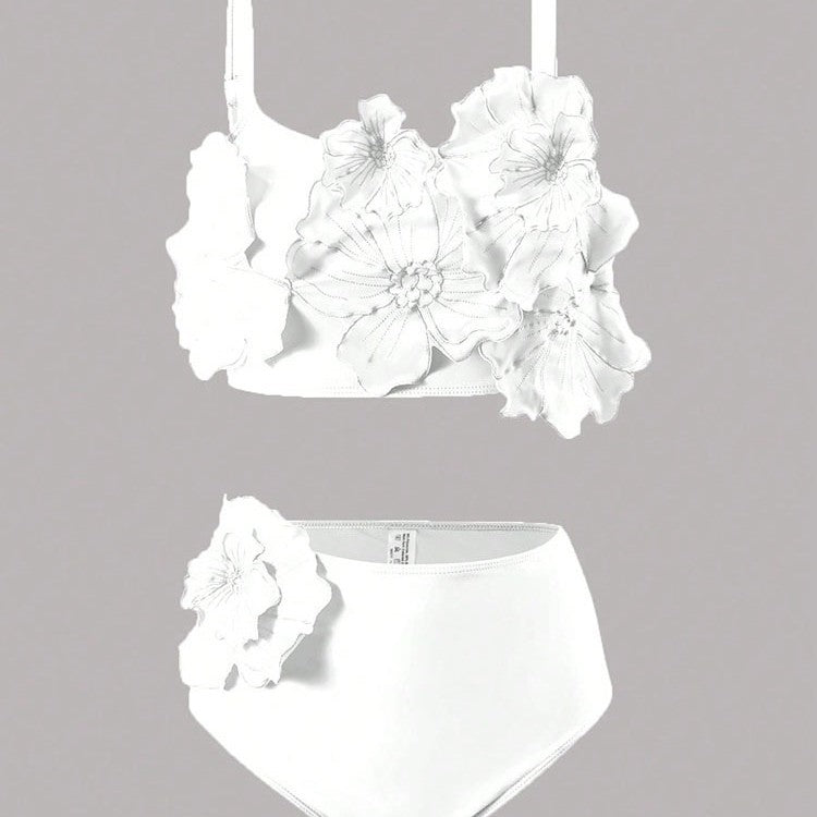 Damen Zweiteiliges Bikini-Set mit floralem Design und hochgeschnittenem Slip Echo Archiv
