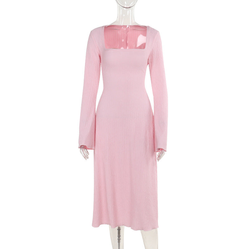 Damen elegantes Maxikleid mit tiefem V-Ausschnitt und schwingendem Rock Echo Archiv