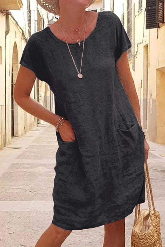 Echoarchiv | Leinen Casual Kleid mit Taschen