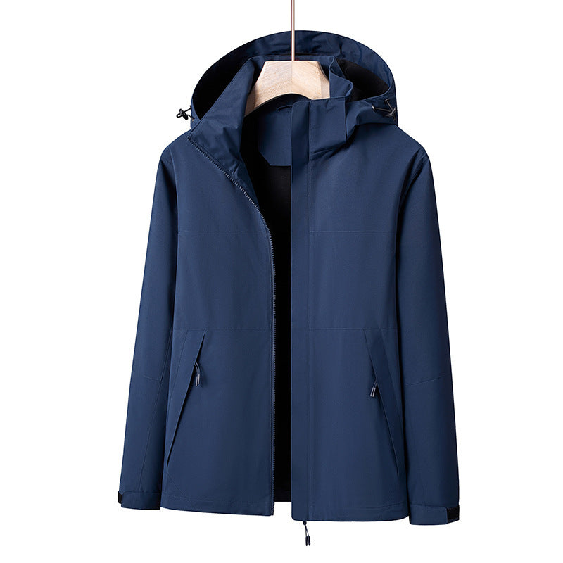Herren Leichte winddichte Softshell-Regenjacke mit Kapuze und Kontrastbesatz Echo Archiv