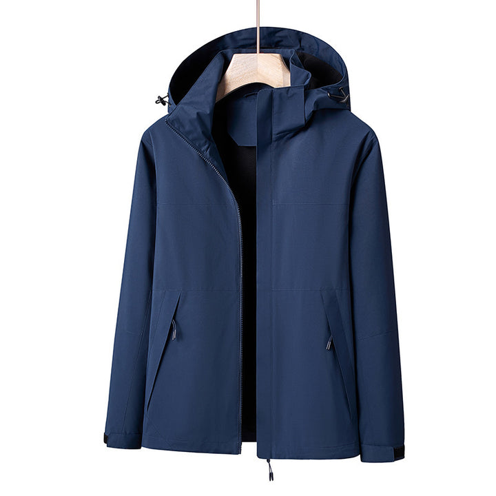Herren Leichte winddichte Softshell-Regenjacke mit Kapuze und Kontrastbesatz Echo Archiv