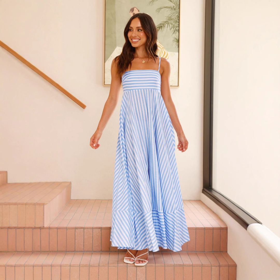 Damen Maxikleid mit schmalen Trägern und asymmetrischem Rock Echo Archiv