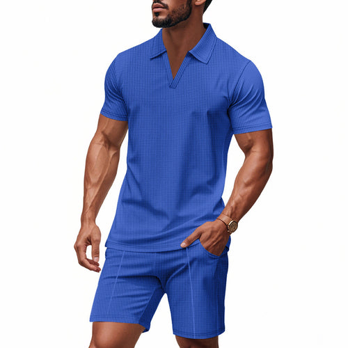 Herren modisches Freizeitshorts-Set mit elegantem V-Ausschnitt und atmungsaktiven Eigenschaften Echoarchiv