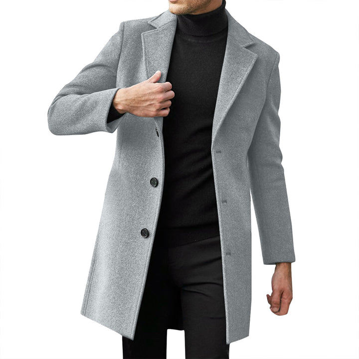 Herren nan taillierter Wollmantel mit schmaler Silhouette, klassischem Revers und verdeckter Knopfleiste Echo Archiv