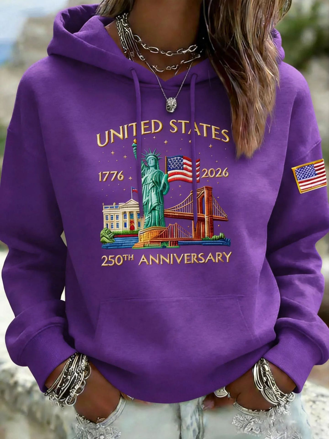 Damen Kreativer Kapuzenpullover mit einzigartigem Statuesque-Motiv Echoarchiv