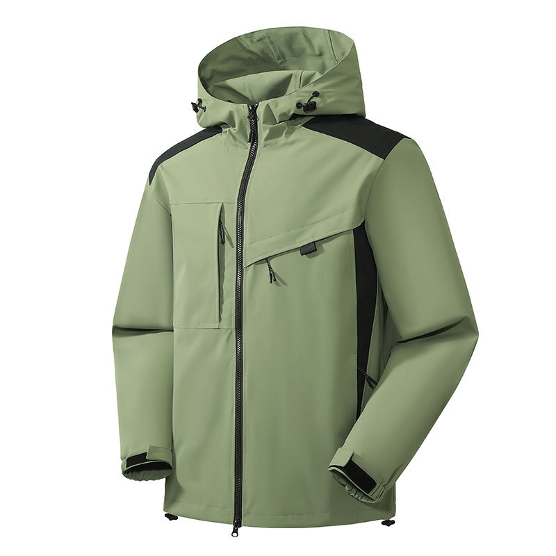 Herren technische Softshelljacke mit Kapuze, diagonalem Brustfach und Multifach-Reißverschlusstaschen Echo Archiv