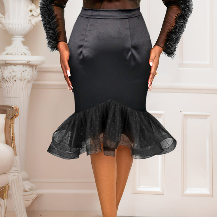 Damen eleganter Bleistiftrock mit voluminösem Tüllsaum Echo Archiv