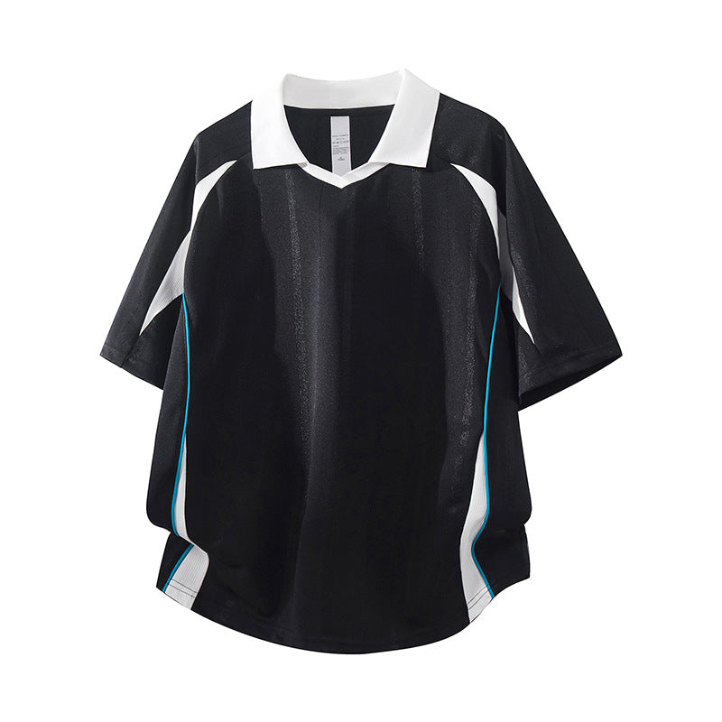 Herren Sportives Oversize-Poloshirt mit V-Ausschnitt, Kontrastpaspeln und atmungsaktivem Material Echo Archiv