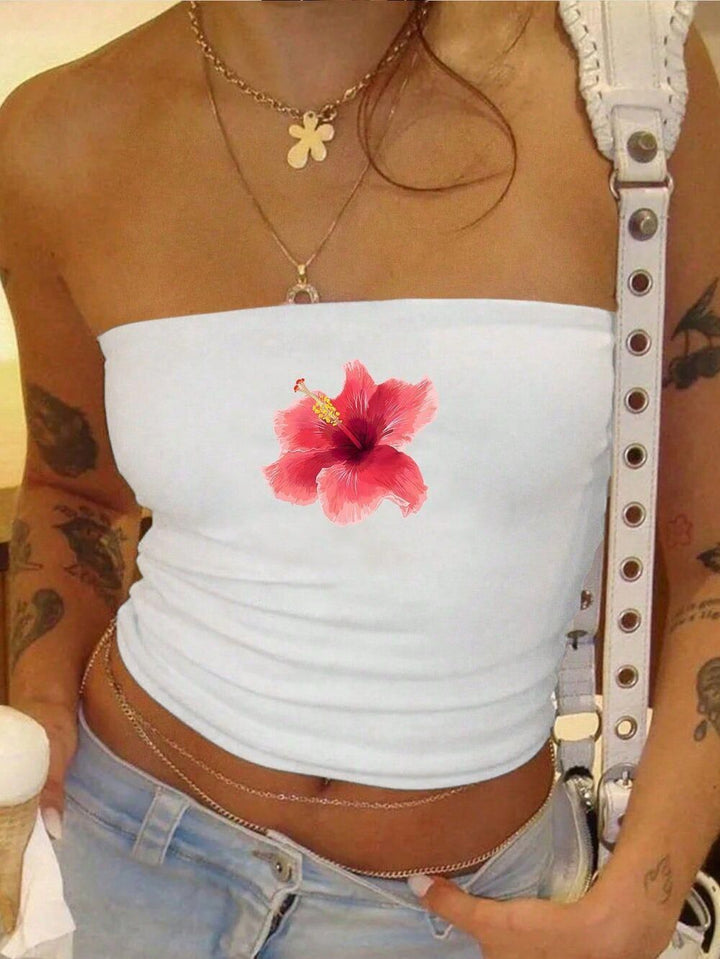 Damen Bandeau-Top mit auffälligem Statement-Aufdruck Echo Archiv