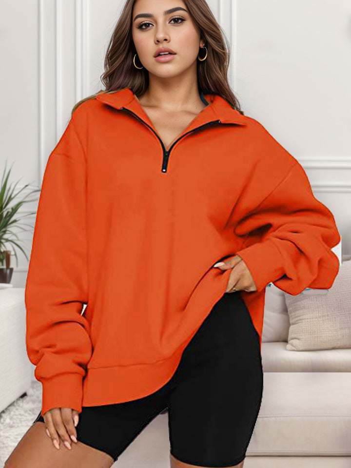 Damen nan übergroßes Sweatshirt mit Halbreißverschluss und Stehkragen Echo Archiv