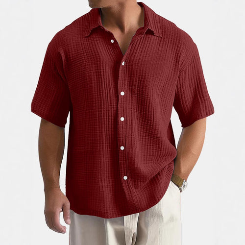 Herren Kurzarmhemd mit strukturiertem Baumwollstoff und atmungsaktiver Passform Echoarchiv